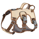 Hochwertiges, verstellbares Hundegeschirr in Beige und Braun, ideal für Outdoor-Aktivitäten. Komfortabel, langlebig, mit robusten Schnallen.