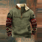 Vintage-Grafik-Print-Patchwork-Sweatshirt für Herren, lässige Kapuzenjacke mit langen Ärmeln, Herbstmode, Reißverschluss, Boho-Stil.