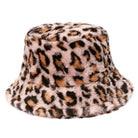 Leopardenmuster Faux-Fell Eimerhut für Damen, flauschig und warm, ideal für Wintermode und Outdoor-Aktivitäten. Trendiger, weicher Fischerhut.