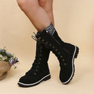 Damenstiefel 2024: Bequeme, rutschfeste, mittellange Stiefel in Schwarz. Modisch, große Größen, ideal für Herbst. Perfekt für stilvolle Outfits.