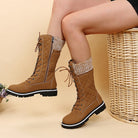 Damenstiefel 2024: Bequeme, rutschfeste, lila Stiefel in Übergröße. Modisch, mittellang, ideal für Herbst. Perfekt für stilvolle Outfits.