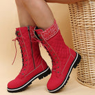 Damenstiefel 2024: Bequeme, rutschfeste, lila Stiefel in Übergröße. Modisch, mittellang, ideal für Herbst. Perfekt für stilvolle Outfits.