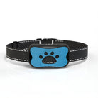 Anti-Bell-Hundehalsband mit blauem Design und Pfotenmotiv, verstellbar, ideal für effektives Hundetraining. Hochwertiges Zubehör für Haustiere.