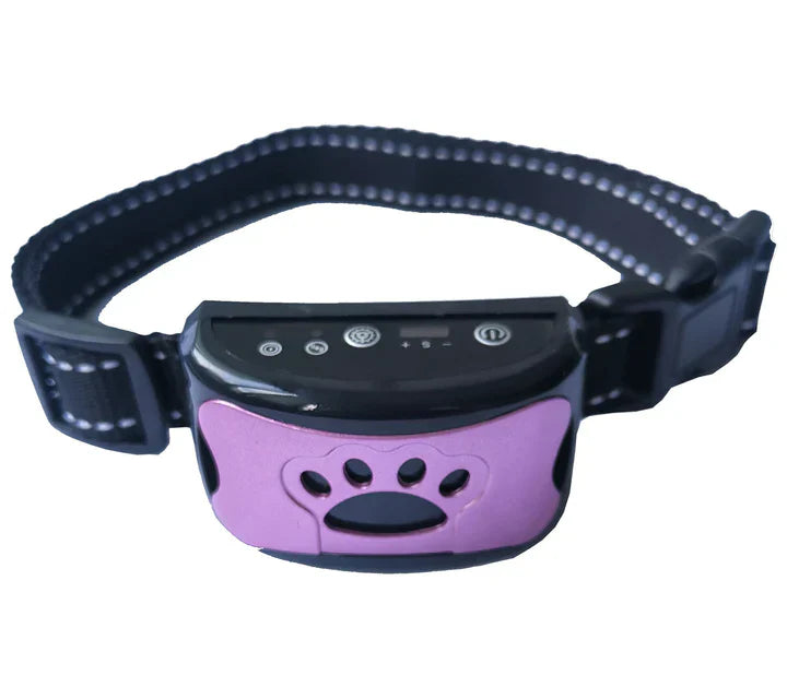 Anti-Bell-Halsband für Hunde, verstellbar, mit Vibrations- und Tonfunktion, lila Design, ideal zur effektiven Hundeerziehung und Verhaltenskontrolle.