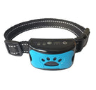 Zeus Anti-Bell-Halsband für Hunde, blau-schwarz, verstellbar, mit Vibrations- und Tonfunktion. Effektives Trainingsgerät für Haustiere.