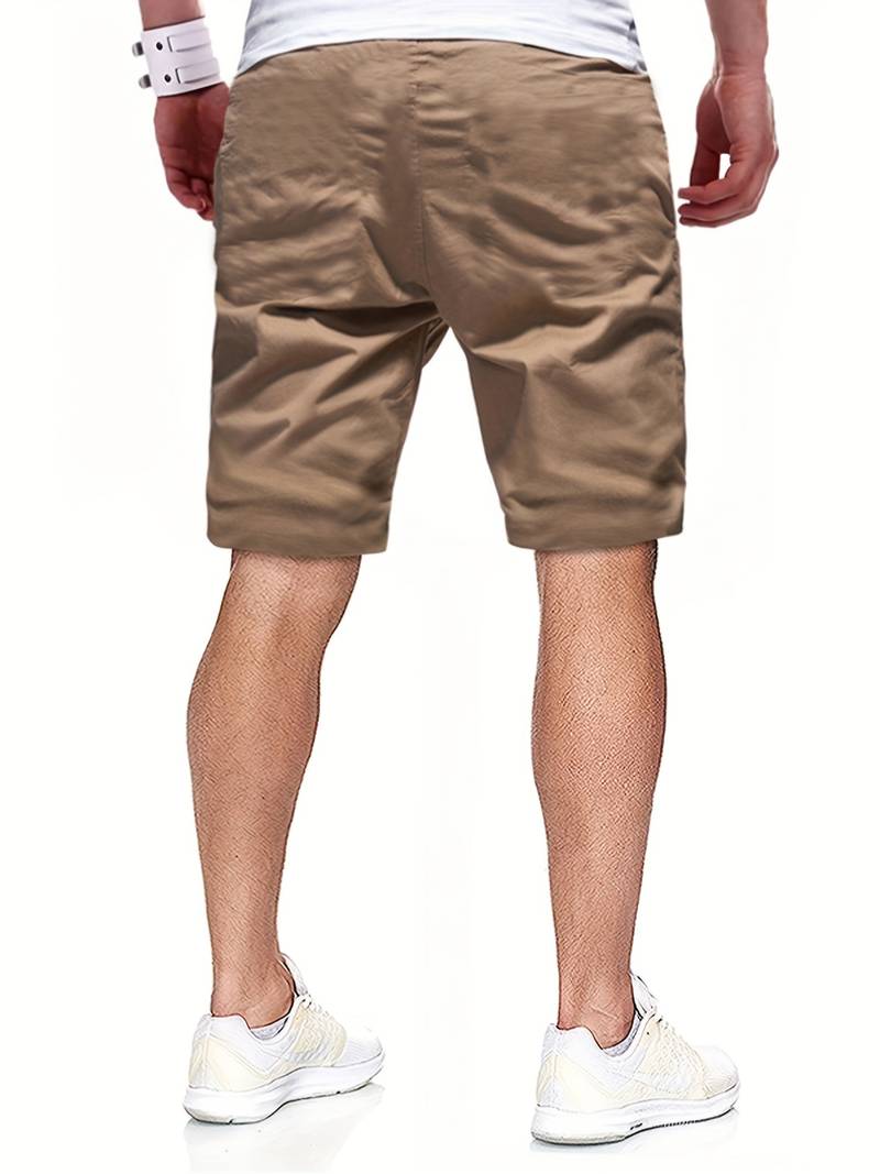 Beige Herren-Shorts aus Baumwolle, knielang, lässig, ideal für Sommermode und Freizeitkleidung.