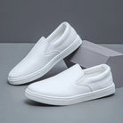 Weiße Slip-On-Sneaker aus Canvas, Unisex, modisch, bequem, rutschfest, Freizeit.