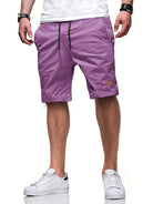 Lila Herren-Shorts aus Baumwolle, lässig, mit Kordelzug, ideal für Sommermode.