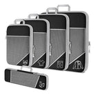 Schwarze Kompressions-Packwürfel Set, Reise-Organizer, platzsparend, leicht, robust.