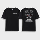 Schwarzes T-Shirt mit Porsche 911 GT3 RS Design, hochwertiger Druck, sportlich, modisch, ideal für Auto-Enthusiasten und Porsche-Fans.