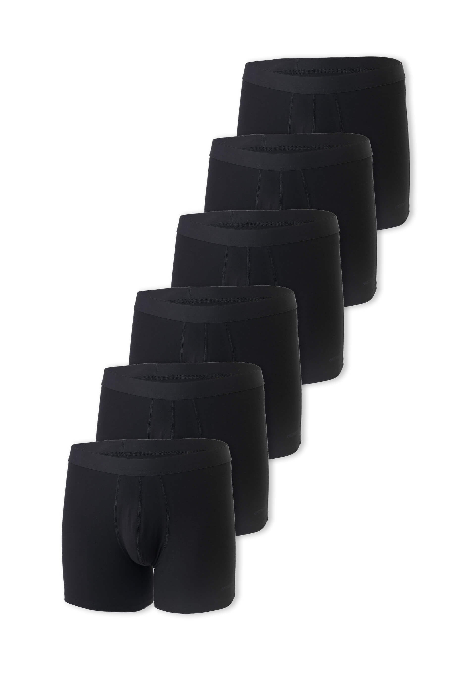 6er-Pack schwarze Herren-Boxershorts aus Baumwolle, nahtlos, atmungsaktiv, ideal für täglichen Komfort und optimale Passform.