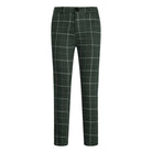 Grüne karierte Hose, Herrenmode, Baumwolle, elegantes Design, kariertes Muster, Freizeitkleidung.