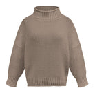 Damen Strickpullover in Beige mit Rollkragen, grobmaschig, warm und stilvoll. Perfekt für Herbstmode, gemütliche Outfits und lässigen Chic.