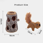 Hundespielzeug Baumstamm mit Eichhörnchen, Plüsch, 25cm, interaktives Enrichment-Spielzeug.