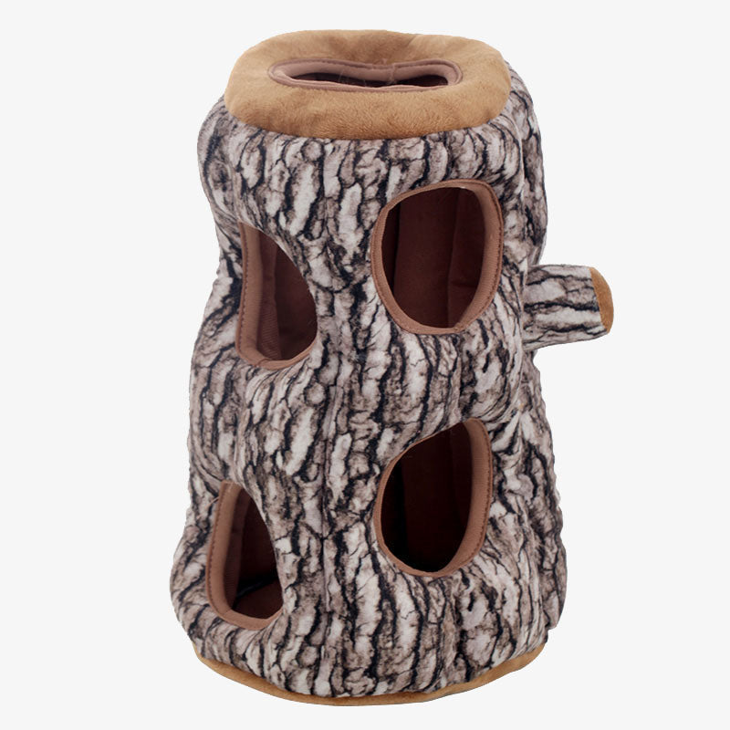 Hundespielzeug Baumstamm-Design, Plüsch, interaktiv, braun, für Hunde und Katzen.