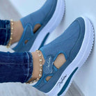 Damen-Sneaker in Blau, atmungsaktiv und bequem, ideal für Freizeit und Laufen. Modischer Mesh-Stoff, runde Zehenpartie, rutschfeste Sohle.