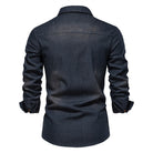 Dunkelblaue Jeanshemd für Herren, langärmelig, klassischer Kragen, modisch und vielseitig, ideal für Freizeit und Büro, hochwertige Baumwolle.
