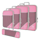 Rosa Kompressions-Packwürfel Set, Reise-Organizer, leicht, platzsparend, Gepäckzubehör.