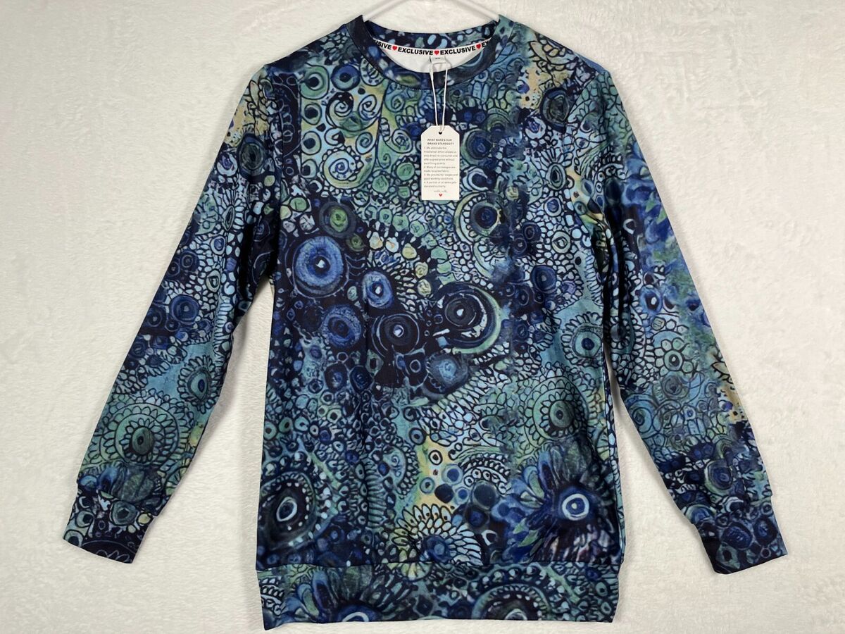 Bunter Pullover mit abstraktem Blumenmuster, langärmelig, aus weichem Material. Perfekt für modische Herbst- und Winteroutfits.