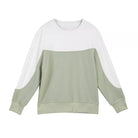 Grüner und weißer Damenpullover, langärmelig, Baumwolle, lässig, modisch, bequem.