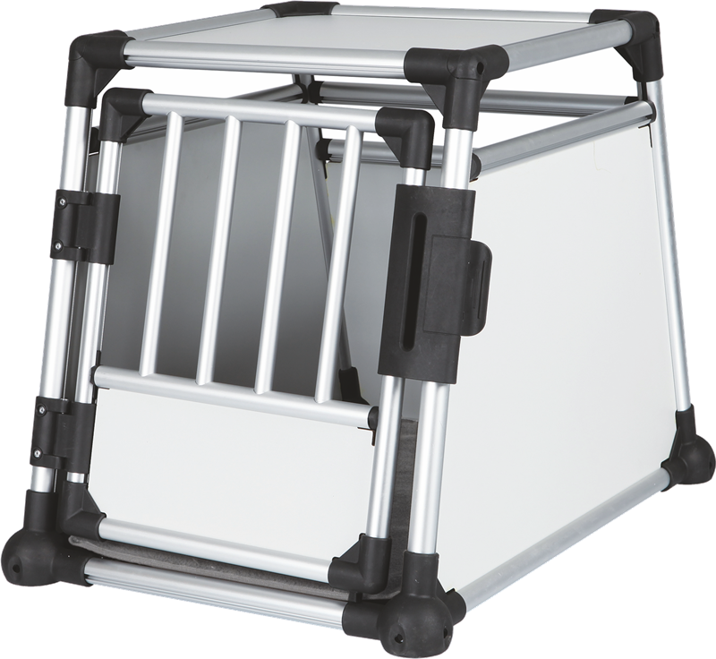 Trixie Transportbox aus Aluminium für Hunde, robust und sicher, ideal für Auto-Transport, mit stabilen Gittertüren und rutschfestem Boden.