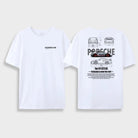 Weißes Porsche T-Shirt mit GT3 RS Design, Auto-Illustrationen und Schriftzug. Perfekt für Auto-Enthusiasten und Porsche-Fans. Hochwertige Baumwolle.