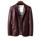Herren-Lederjacke in Braun, stilvoller Blazer mit Revers, ideal für Business und Freizeit. Koreanischer Stil, schlankes Design, modisch.