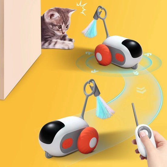 Interaktives Katzenspielzeug mit Fernbedienung, ideal für Haustiere. Fördert Bewegung und Spielspaß. Perfekt für aktive Katzen.